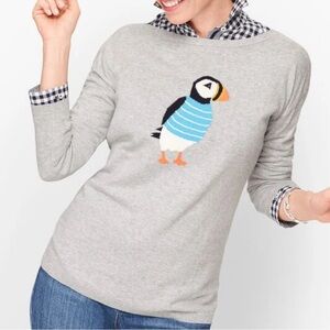 Talbots Grey PUFFIN SWEATER